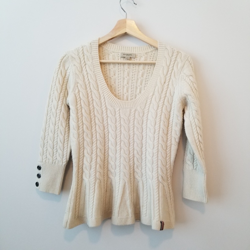 Burberry London Cable Knit Peplum